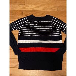 Zara, women's color blocked, striped black long sleeve pullover knit sweater sm